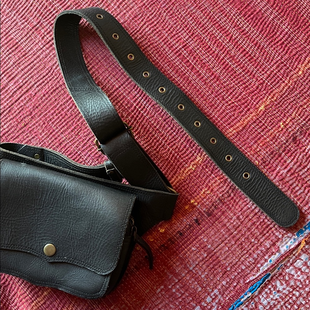 Handmade Black Leather Travel Bag + Belt 🔥 - Picture 9 of 13